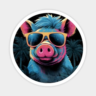 Retro Wave Happy Micro Pig Vibes Magnet